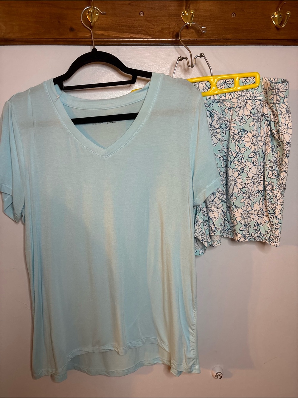 Jockey Light Blue V-Neck Sleep Top with Floral Shorts